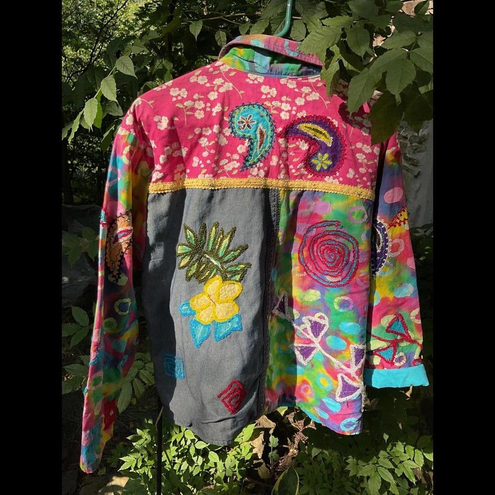 New Direction Vintage Patchwork Hippie, Boho Grandma Art to wear Jacket 14/16 - Picture 9 of 12